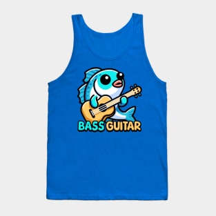 Bass Guitar! Cute Musical Fish Pun Cartoon Tank Top